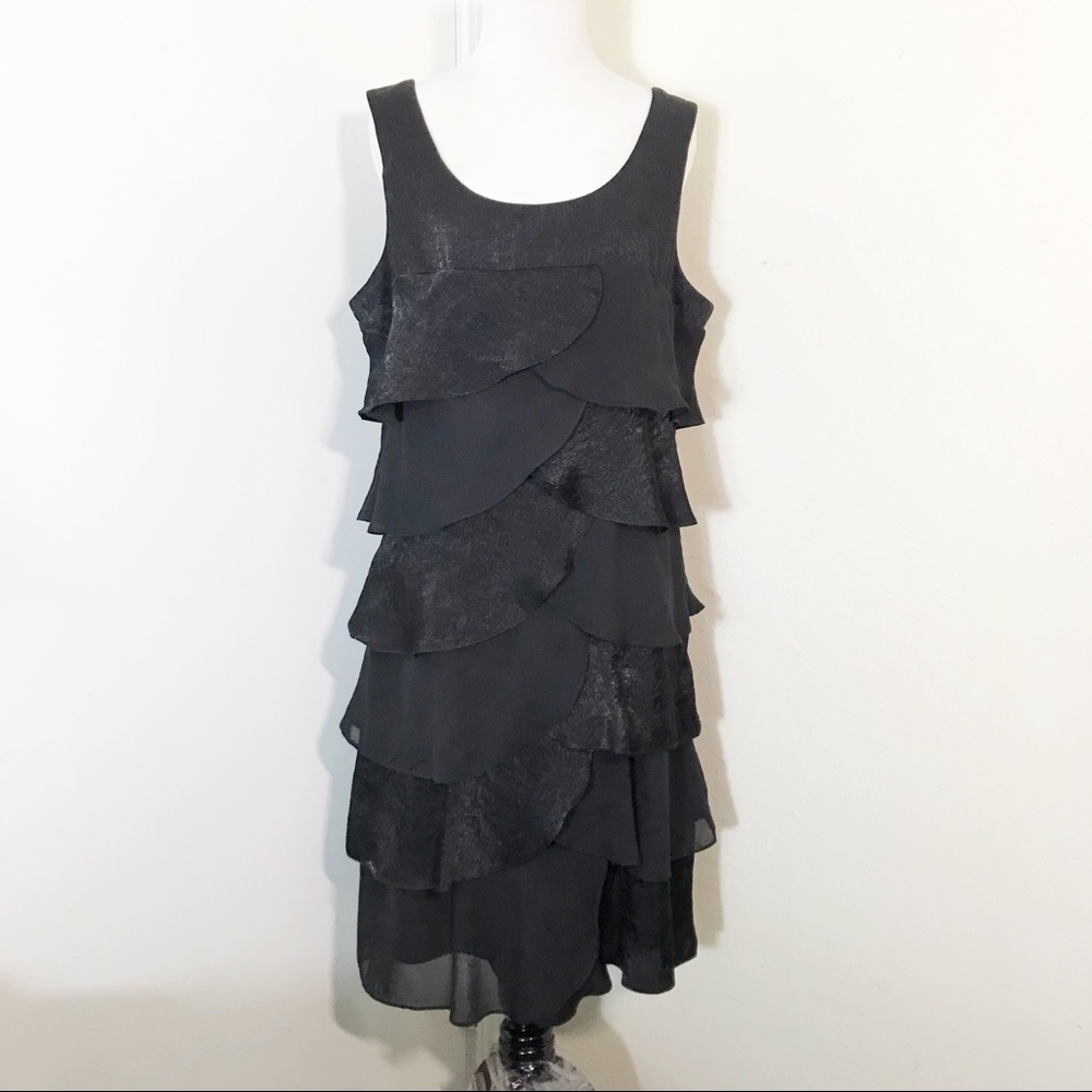 TopShop Black Tiered Scallop Dress 16